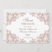 Stofróze kant trouwkaart save the date feestdagenkaart (Voorkant)