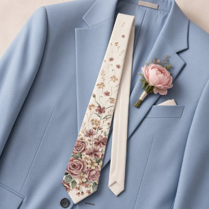 Stofróze & Mauve Bloemrijke Romantische Lente Brui Stropdas