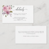 Stofróze Mauve Roze Blush Bloemige Trouwdetails Informatiekaartje (Voorkant / Achterkant)