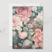 Stofróze, Mintgroene en Blush Bloemige Bruiloft Kaart (Achterkant)