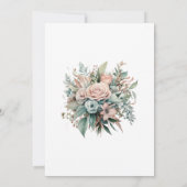 Stofróze, Mintgroene en Blush Bloemige Bruiloft Kaart (Achterkant)