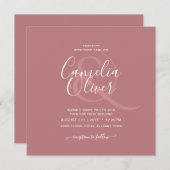 Stofróze monochroom bruiloft kaart (Voorkant / Achterkant)