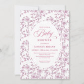 Stofróze Roos Patroon Roze Baby Shower Uitnodiging (Voorkant)