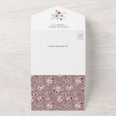 Stofroze Roze Bloem QR Code Bruiloft All In One Uitnodiging (Buitenkant)