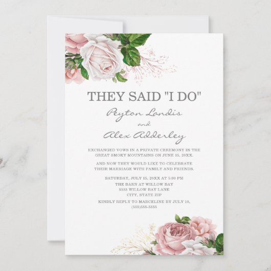 Stofróze roze bloem wit uitstap receptie kaart (Voorkant)