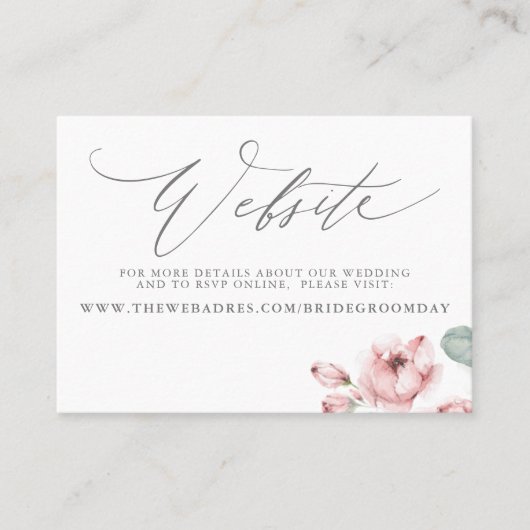 Stofroze Roze Bruiloft Websitekaart Visitekaartje (Voorkant)