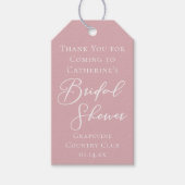 Stofróze Roze Bruiloftsfeest Persoonlijk Cadeaulabel (Voorkant)