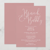 Stofroze roze brunch- en bubbelbruiloft kaart (Voorkant / Achterkant)