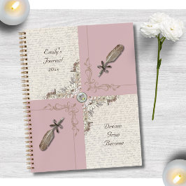 Stofroze Roze Dagboek Cottagecore Stijl Notitieboek