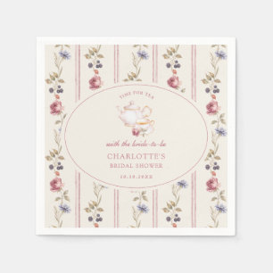 Stofroze Roze Grandmillennial Bruilofts Thee Feest Servet