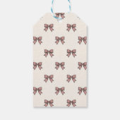Stofróze Roze Lint Strikken Coquette Cadeaulabel (Achterkant)