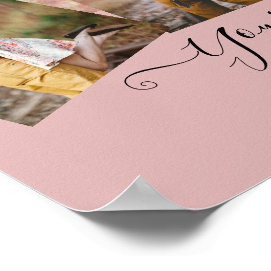 Stofroze Roze Nieuwgetrouwden Huwelijks FOTOCadeau Poster (Hoek)