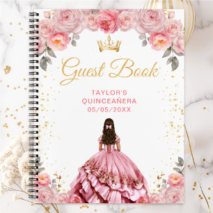 Stofroze Roze Prinses Quinceañera Gastboek Notitieboek