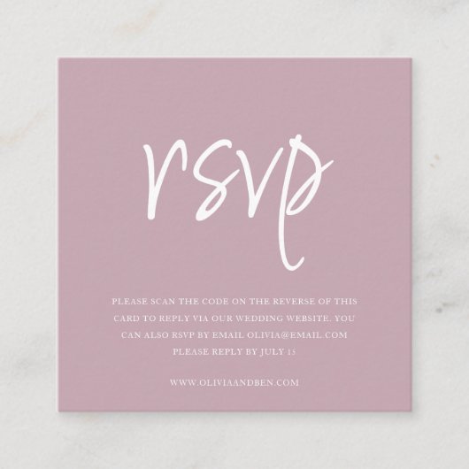 Stofroze Roze | QR Code | Trouw RSVP Informatiekaartje (Voorkant)