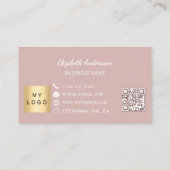Stofróze roze qr-code zakelijk logo klantenkaartje (Achterkant)