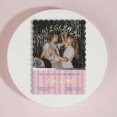 Stofroze roze retro lente disco bruiloftsfoto save the date