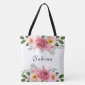Stofróze | Roze Roze Bloemige Bruiloft Tote Bag (Voorkant)