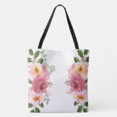 Stofróze | Roze Roze Bloemige Bruiloft Tote Bag (Achterkant)