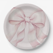 Stofroze Roze Strik Bruidsmeisjesfeest Papieren Bordje (Voorkant)