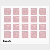Stofróze roze vrouwelijke typografie trouwdag vierkante sticker (Vel)