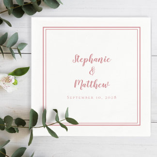 Stofroze & Witte Eenvoudige Moderne Trouwpartij Servet