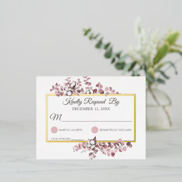 Stofroze Zuidelijke Katoen Botanische Trouw RSVP Folie Uitnodiging Briefkaart