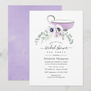 Stofvijlge Bloemachtig Bruidsfeest Theepartij Kaart