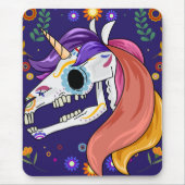 Stofvlekbestendige eenhoorn skelet hoofd ontwerp muismat (Voorkant)