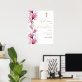 Stofwijd roze bloem bevestiging welkomstbord poster (Thuiskantoor)