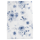 Stofzachte Blauwe Bloemencadeautas Medium Cadeauzakje (Achterkant)