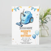 Stofzuigen Verjaardagsfeest Uitnodiging (Staand voorkant)