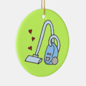 Stofzuiger met harten met naam keramisch ornament (Rechts)