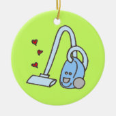 Stofzuiger met harten met naam keramisch ornament (Voorkant)