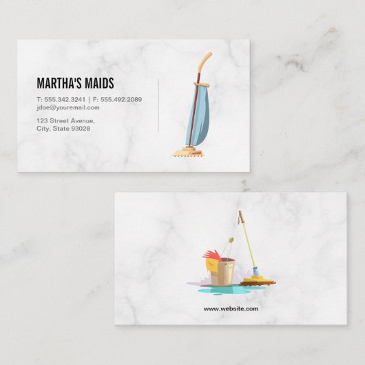 Stofzuiger schoonmaakdiensten visitekaartje (Voorkant / Achterkant)