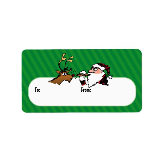 Stogie Santa and Reindeer Gift Labels (Voorkant)