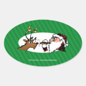 Stogie Santa Funny Cartoon Ovale Sticker (Voorkant)