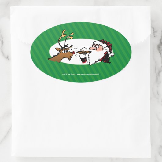 Stogie Santa Funny Cartoon Ovale Sticker (Tas)