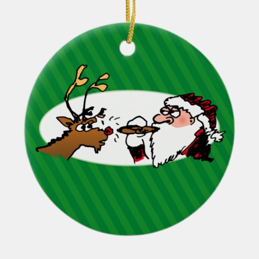 Stogie Smoking Santa Funny Green Holiday Ornament (Voorkant)