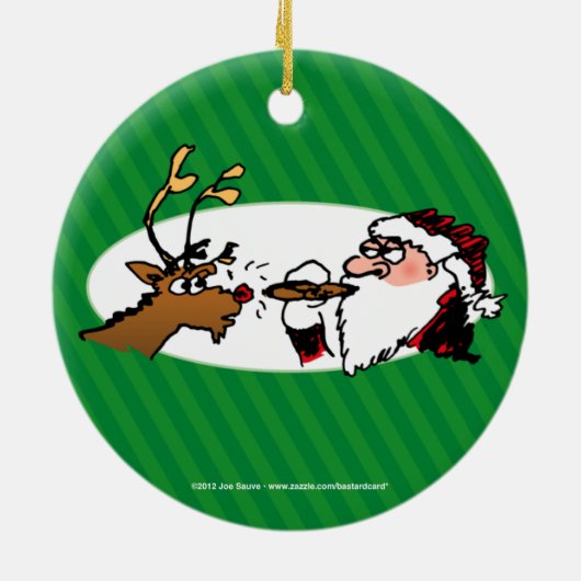 Stogie Smoking Santa Funny Green Holiday Ornament (Achterkant)