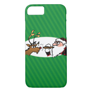 Stogie Smoking Santa Funny Green Stripe Kerstmis Case-Mate iPhone Case