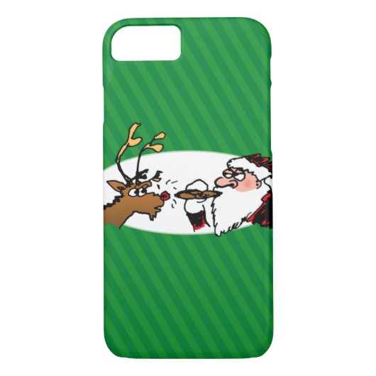 Stogie Smoking Santa Funny Green Stripe Kerstmis Case-Mate iPhone Case (Achterkant)