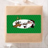 Stogie Smoking Santa Funny Green Stripe Kerstmis Etiket (Insitu)