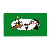 Stogie Smoking Santa Funny Green Stripe Kerstmis Etiket (Voorkant)