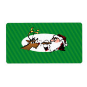 Stogie Smoking Santa Funny Green Stripe Kerstmis Etiket (Voorkant)