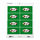 Stogie Smoking Santa Funny Green Stripe Kerstmis Etiket (Full Sheet)