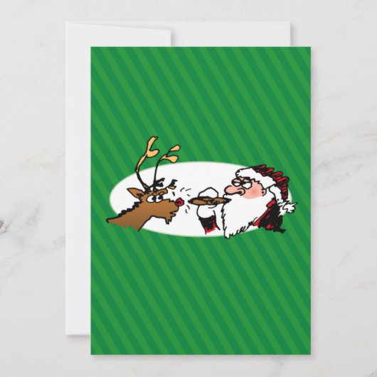 Stogie Smoking Santa Funny Green Stripe Kerstmis Feestdagenkaart (Voorkant)