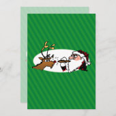 Stogie Smoking Santa Funny Green Stripe Kerstmis Feestdagenkaart (Voorkant / Achterkant)