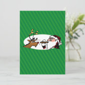 Stogie Smoking Santa Funny Green Stripe Kerstmis Feestdagenkaart (Staand voorkant)