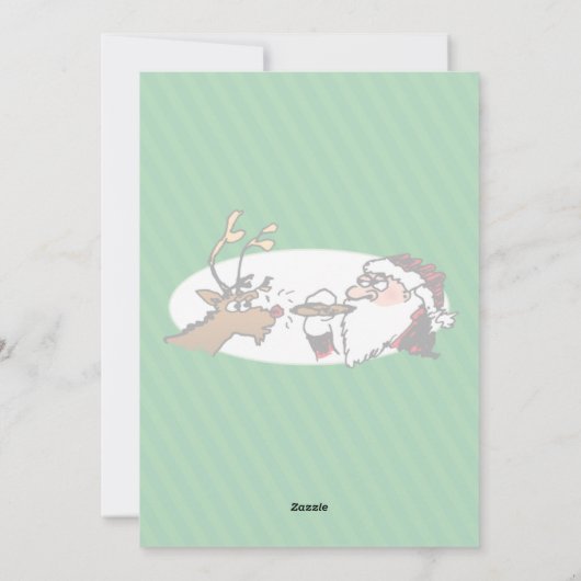 Stogie Smoking Santa Funny Green Stripe Kerstmis Feestdagenkaart (Achterkant)