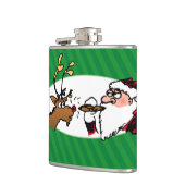 Stogie Smoking Santa Funny Green Stripe Kerstmis Heupfles (Links)